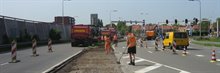 canvas-Zomer in de stad werk aan de weg