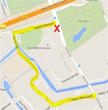 plattegrond omleidingsroute fietspad hereweg 3 febr 2016