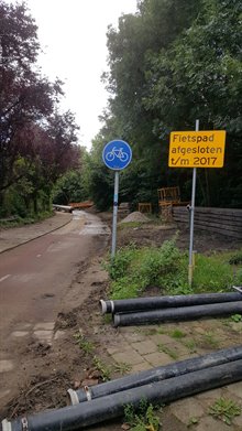 Het fietspad tussen de Maaslaan en de Hereweg (9 augustus)