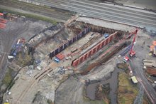 januari 2018: wandbekisting Helperzoomtunnel vanuit de lucht