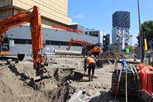 Werkzaamheden bij het Geert-Huizingagemaal aan de Leonard Springerlaan - foto: R. Bewier (juli 2017)