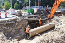 Werkzaamheden tijdens een weekendafsluiting van de Leonard Springerlaan van 30 juni t/m 3 juli foto R. Bewier (juli 2017)