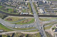 Rioleringswerkzaamheden tussen de Brailleweg en de oprit naar de A28 (rechts van het midden)