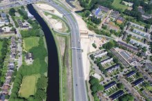 De A28 met de werkzaamheden van de Brailleweg.