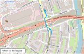 De omleiding voor fietsers langs de westzijde van het viaduct. Afbeelding: OpenStreetMap